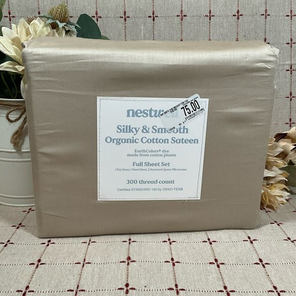 NestWell Other - NestWell Pure Earth Organic Cotton Sateen 300 Count Full Sheet Set New
